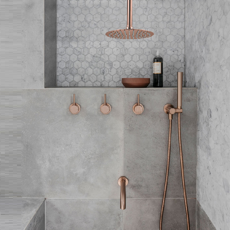 Verona Ceiling Mounted Triple Mixer Bathroom Shower Set